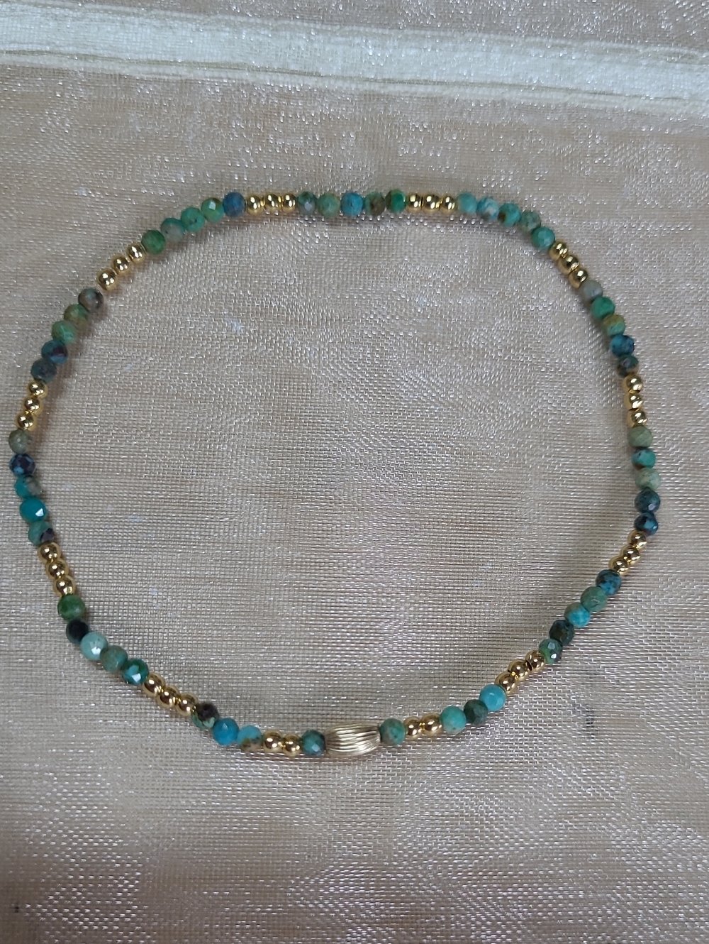 Natural Turquoise Gemstone beaded Gemstone 18K Gold Plated Brass Hand-crafted